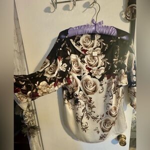 White House Black Market Silk Floral Top